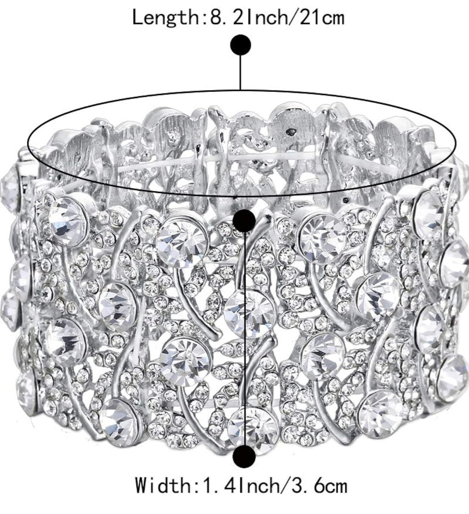 Crystal Elastic Bridal Bracelet – Polished Steel Wedding Jewelry