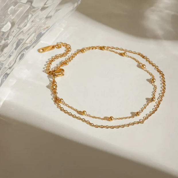 Minimalist Gold Double Chain Bracelet – Adjustable Everyday Wrist Accessory