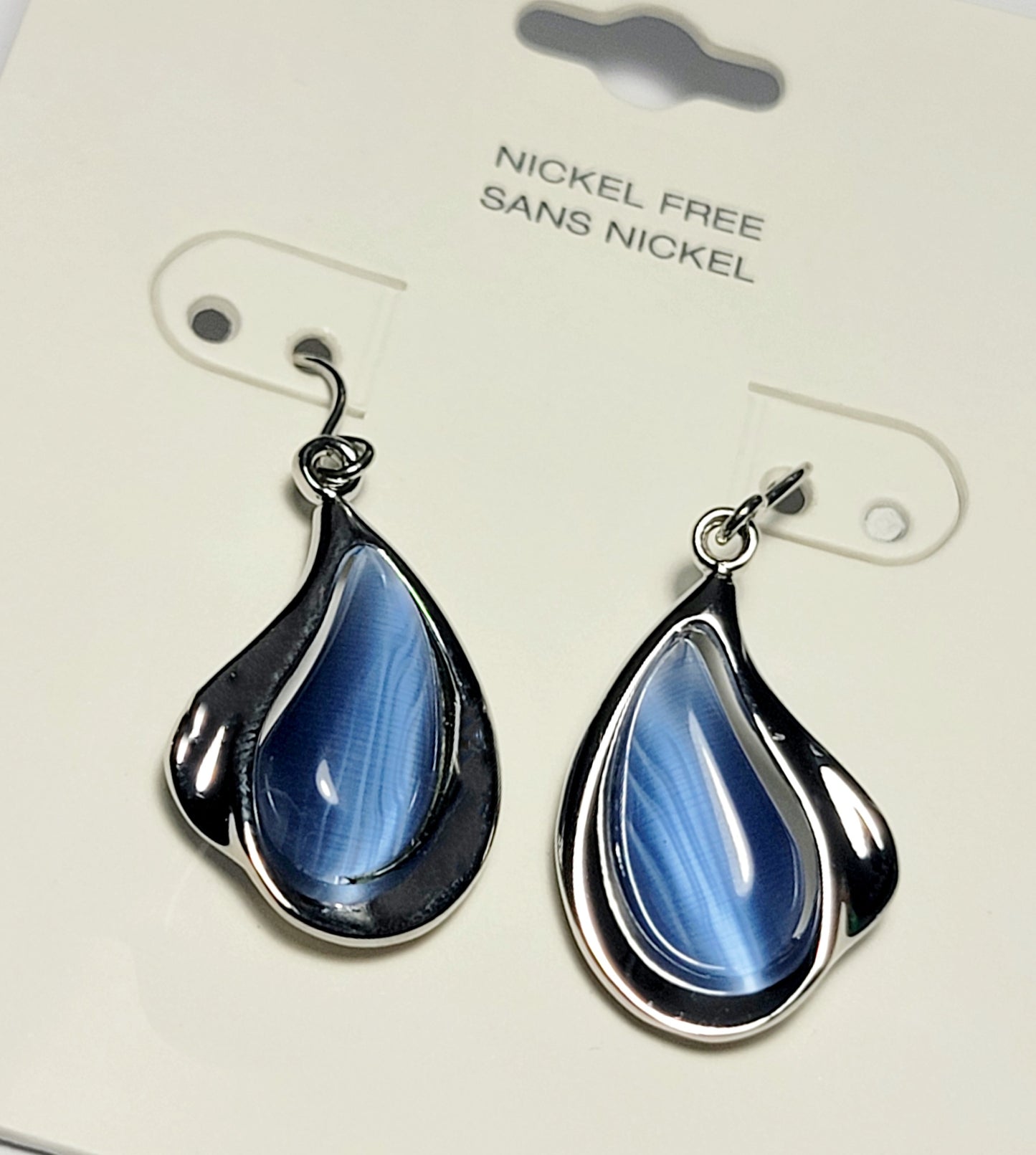 Light Blue Tear Drop Swirl Earrings
