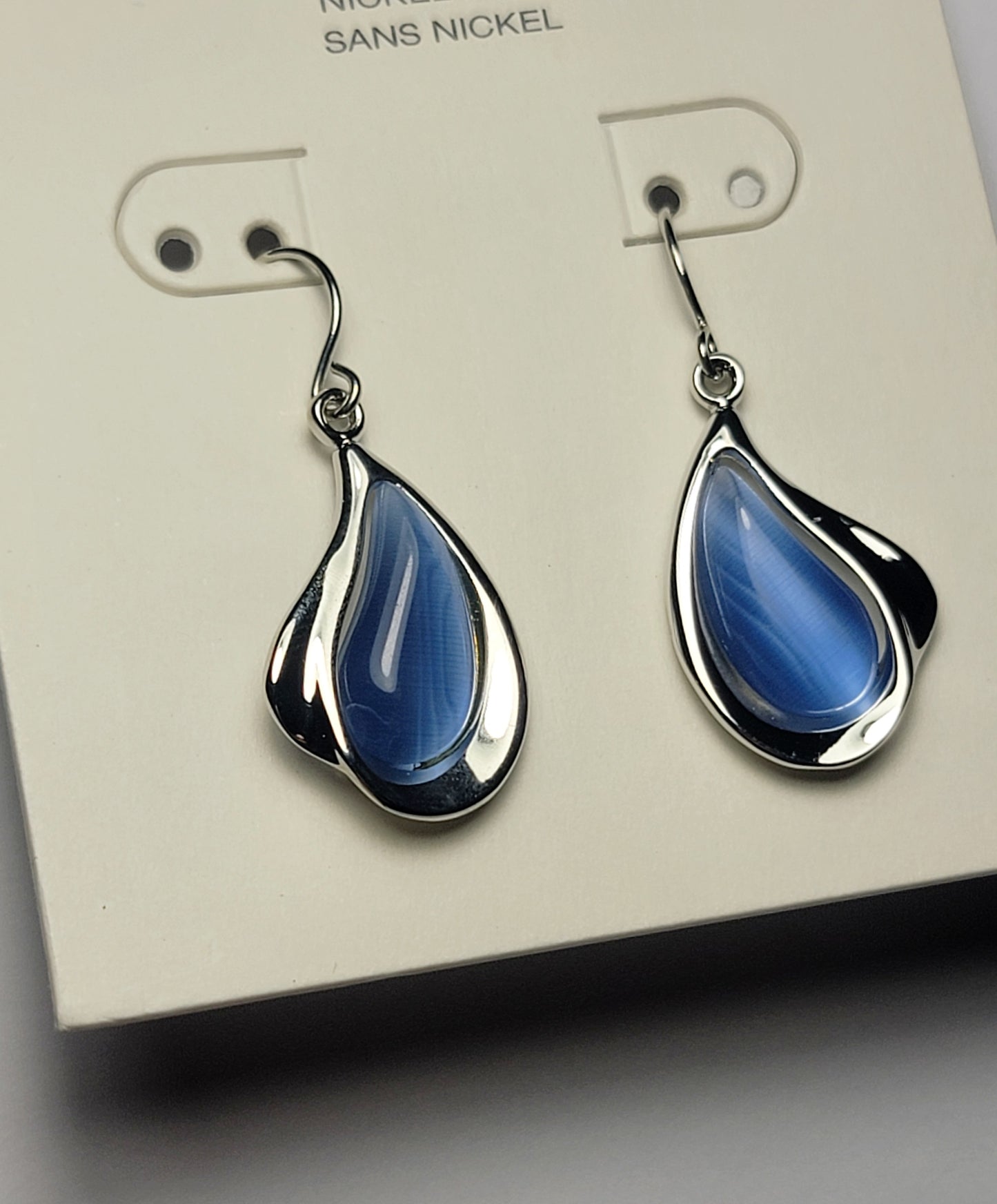 Light Blue Tear Drop Swirl Earrings