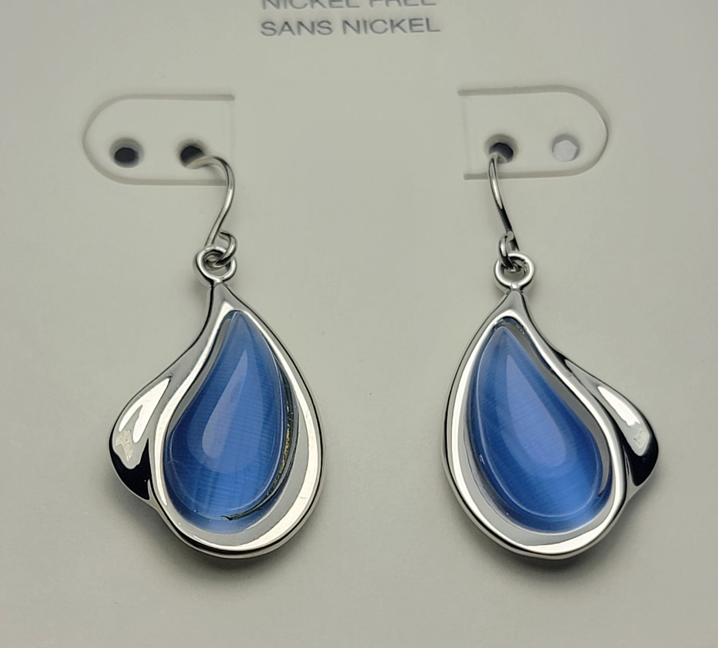 Light Blue Tear Drop Swirl Earrings
