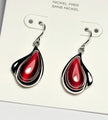 Elegant Red Teardrop Earrings – White Gold Plated