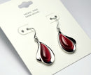 Elegant Red Teardrop Earrings – White Gold Plated