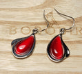 Elegant Red Teardrop Earrings – White Gold Plated