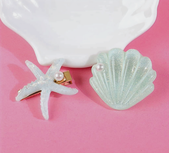 Ocean Theme Starfish & Seashell Hair Clips
