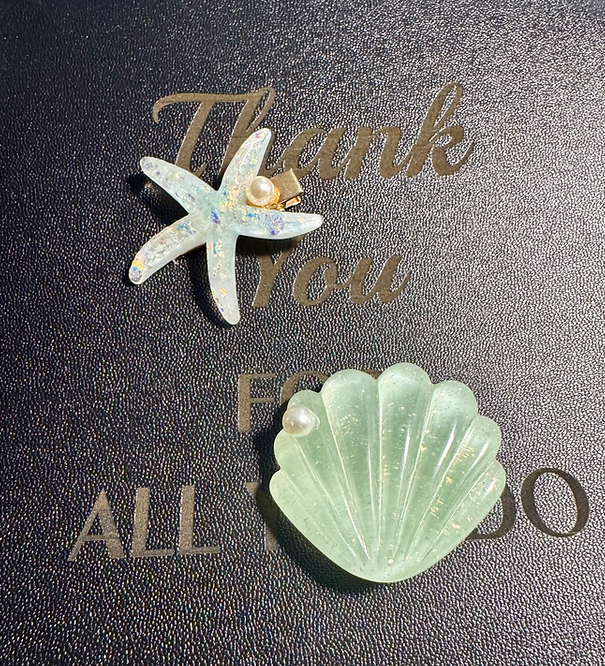 Ocean Theme Starfish & Seashell Hair Clips