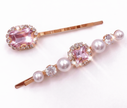 Elegant Pearl & Pink Crystal Hair Clip Set