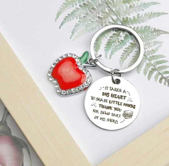 Heart & Apple Pendant Keychain - Thoughtful Gift