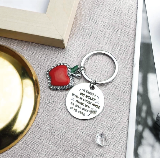 Heart & Apple Pendant Keychain - Thoughtful Gift