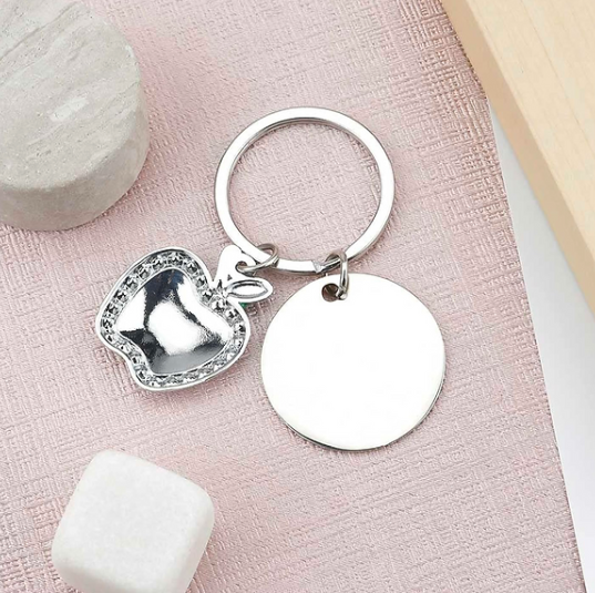 Heart & Apple Pendant Keychain - Thoughtful Gift