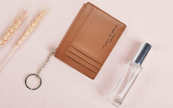 Compact Faux Leather Zipper Wallet with Keychain