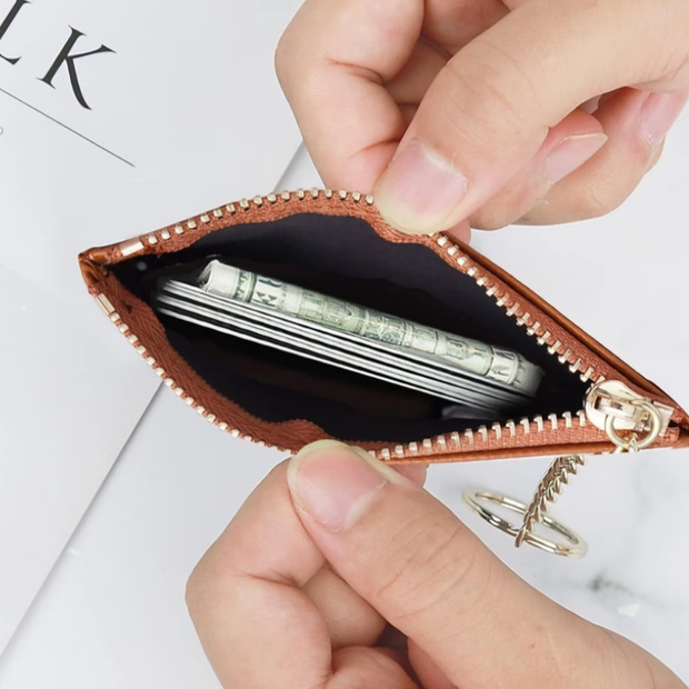Small Zipper Wallet With Keychain