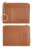 Compact Faux Leather Zipper Wallet with Keychain