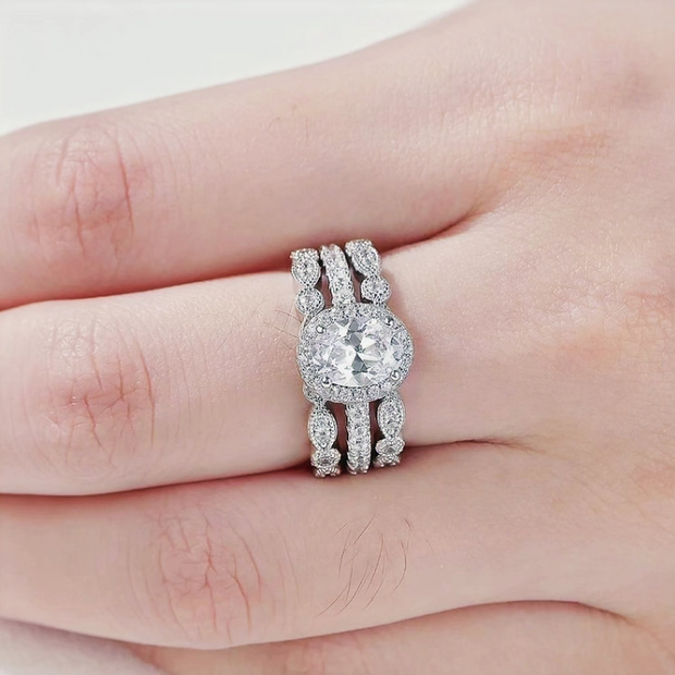 Classic 2.5 ctw Bridal Ring Set – Sparkling 925 Sterling Silver