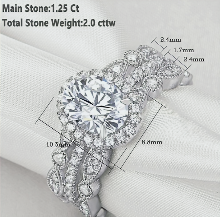 Classic 2.5 ctw Bridal Ring Set – Sparkling 925 Sterling Silver