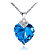Blue Crystal Heart Jewelry Set – 925 Sterling Silver Necklace, Earrings & Ring Set