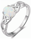 Luminous Opal Celtic Knot Ring – Elegant 925 Silver Everyday Ring