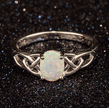 Luminous Opal Celtic Knot Ring – Elegant 925 Silver Everyday Ring