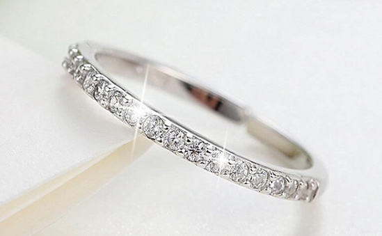 925 Sterling Silver Eternity Band – 2mm Pavé CZ Wedding Ring