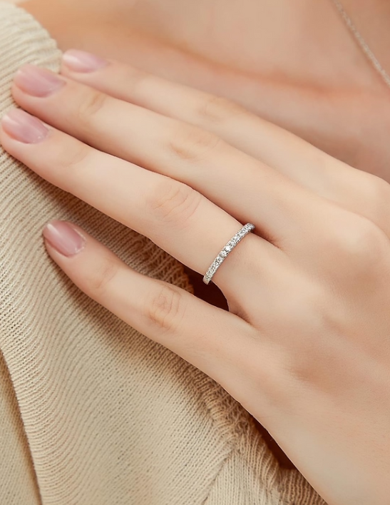 925 Sterling Silver Eternity Band – 2mm Pavé CZ Wedding Ring