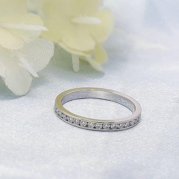 925 Sterling Silver Eternity Band – 2mm Pavé CZ Wedding Ring
