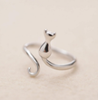 Minimalist Cat Silhouette Ring – Elegant 925 Silver Adjustable Band