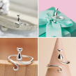 Minimalist Cat Silhouette Ring – Elegant 925 Silver Adjustable Band
