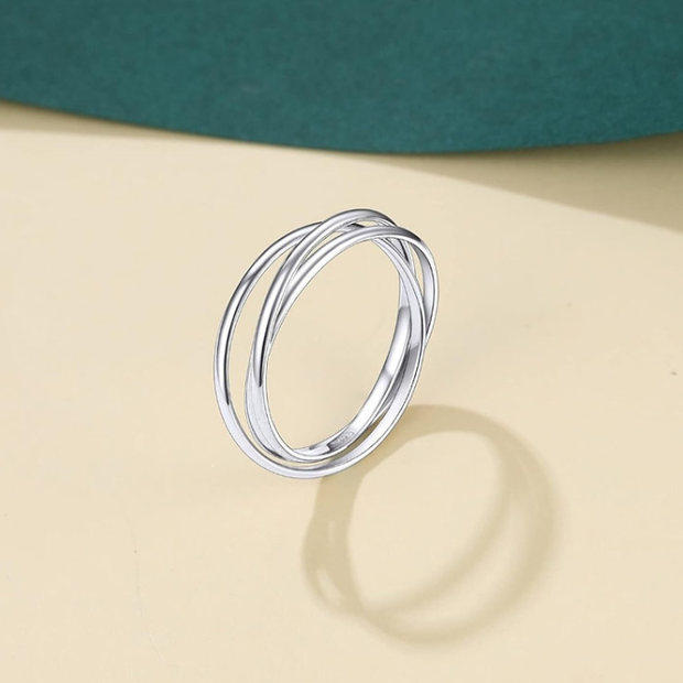 3-Band Sterling Silver Fidget Ring – Interlocking Anxiety Band