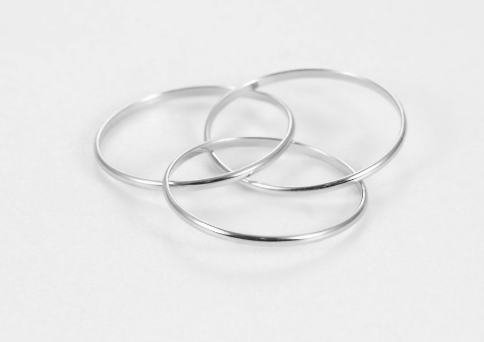 3-Band Sterling Silver Fidget Ring – Interlocking Anxiety Band