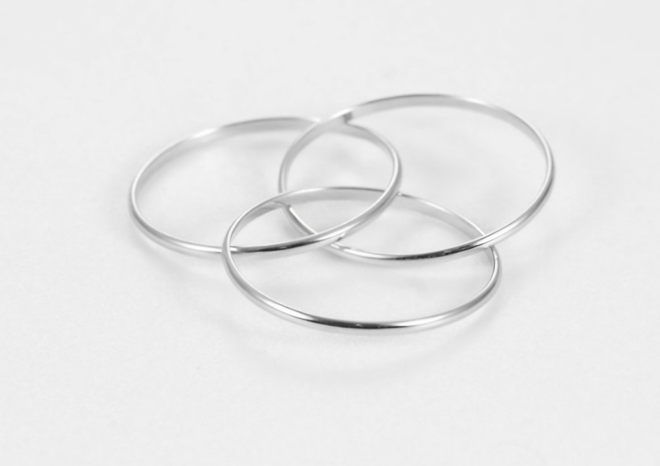 3-Band Sterling Silver Fidget Ring – Interlocking Anxiety Band