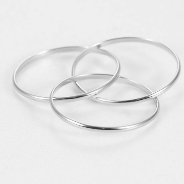3-Band Sterling Silver Fidget Ring – Interlocking Anxiety Band