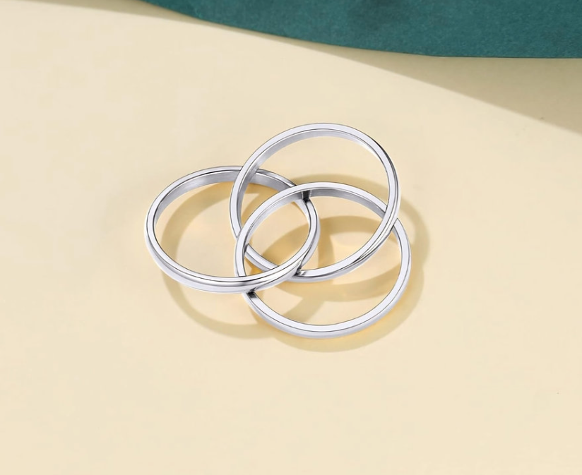 3-Band Sterling Silver Fidget Ring – Interlocking Anxiety Band
