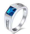 Handsome Men's Blue Stone Silver Ring – Perfect Gift for Him