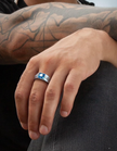 Handsome Men's Blue Stone Silver Ring – Perfect Gift for Him