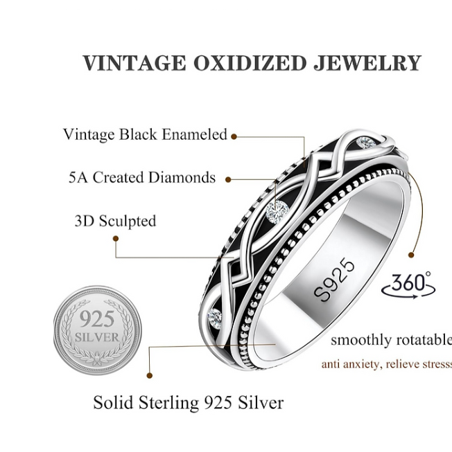 Sleek 925 Sterling Silver Meditation Ring – Timeless 5mm Fidget Jewelry