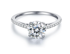 Round Cut 1.5ct Moissanite Promise Ring – Premium White Gold Plated