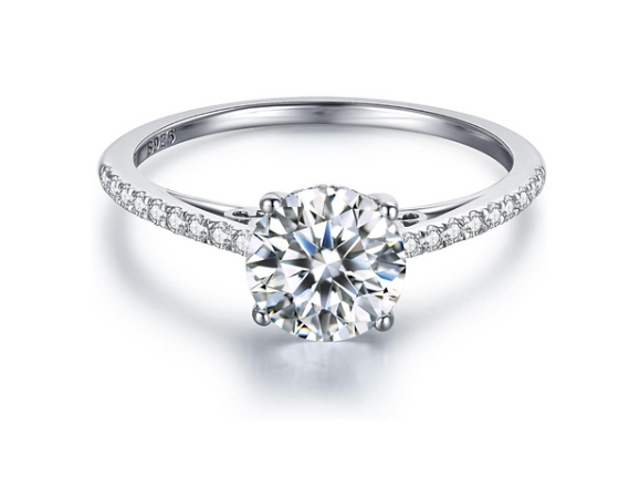 Round Cut 1.5ct Moissanite Promise Ring – Premium White Gold Plated