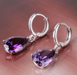 Vibrant Purple Teardrop Dangle Earrings – Timeless 925 Silver Jewelry