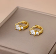 Elegant Emerald Cut Crystal Drop Hoops – Radiant 18K Gold Plated Jewelry