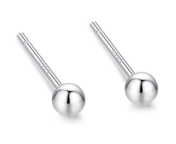 Ultra Mini 2mm Silver Ball Earrings – Hypoallergenic Piercing Studs
