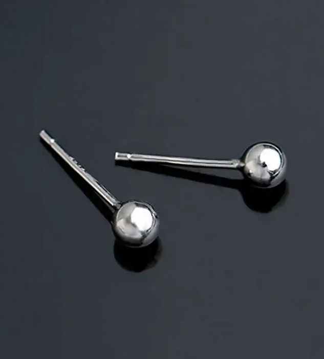 Ultra Mini 2mm Silver Ball Earrings – Hypoallergenic Piercing Studs