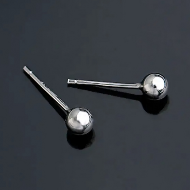 Ultra Mini 2mm Silver Ball Earrings – Hypoallergenic Piercing Studs