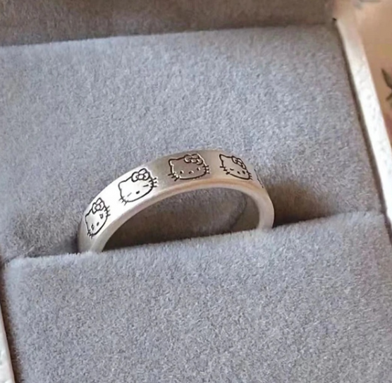 Delicate Hello Kitty Adjustable Ring – Playful 4mm Everyday Band