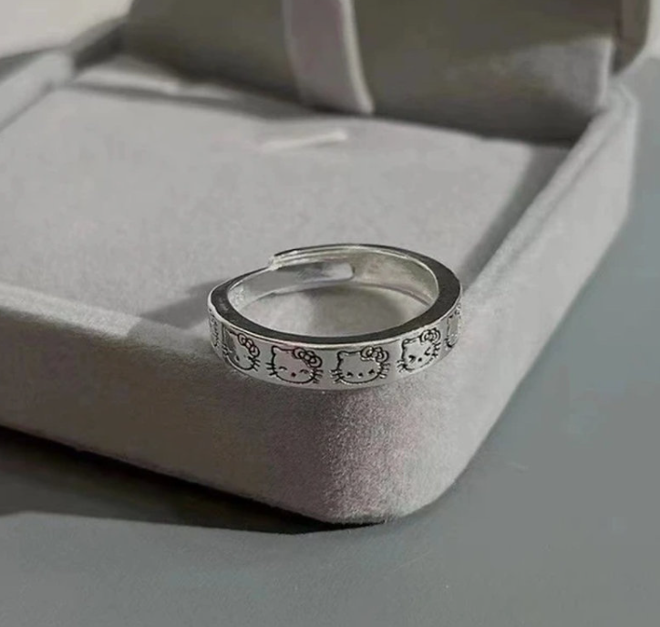 Delicate Hello Kitty Adjustable Ring – Playful 4mm Everyday Band