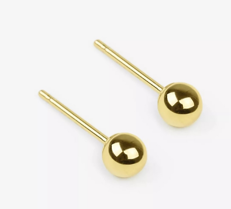 Classic 4mm Gold Ball Studs – Elegant 14K Gold Plated Silver Jewelry