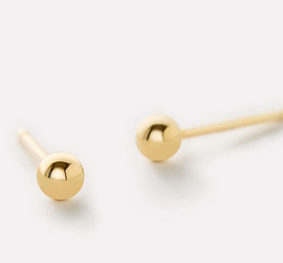 Classic 4mm Gold Ball Studs – Elegant 14K Gold Plated Silver Jewelry
