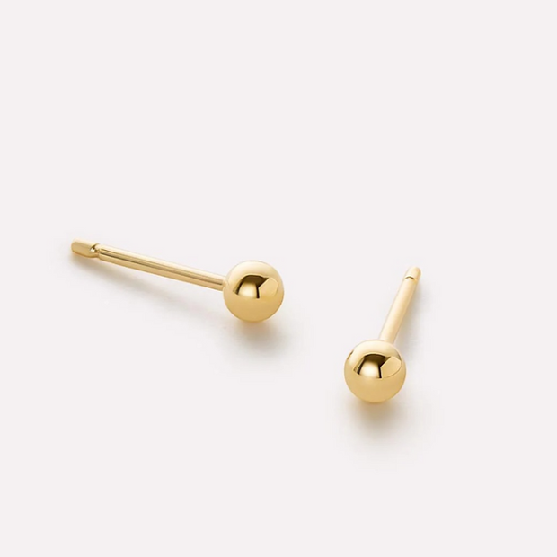 Classic 4mm Gold Ball Studs – Elegant 14K Gold Plated Silver Jewelry