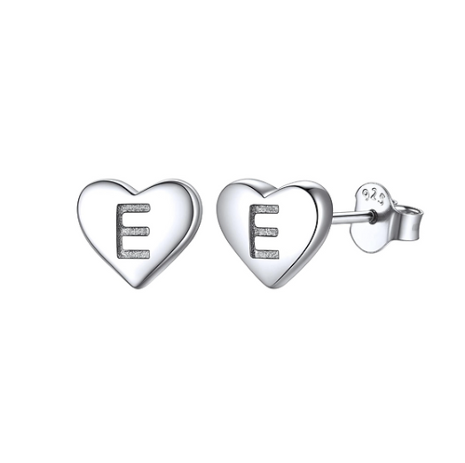 Letter "E" Sterling Silver Earrings