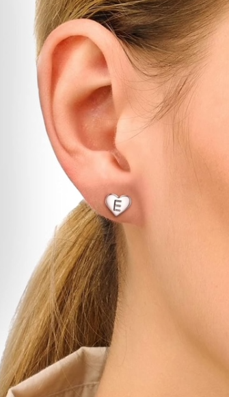 Letter "E" Sterling Silver Earrings