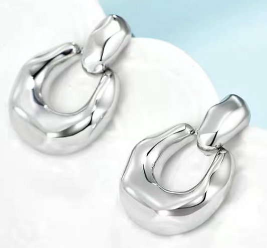 Sterling Silver Chunky Dangle Door Knocker Earrings